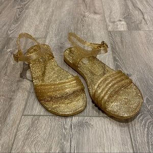 3/$20 Old Navy Gold Glitter Jelly Sandals - Kid Size 2